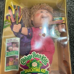 1995 Cabbage Patch Snacktime Kid Brown Hair, Eyes Pink Outfit Damaged Box
